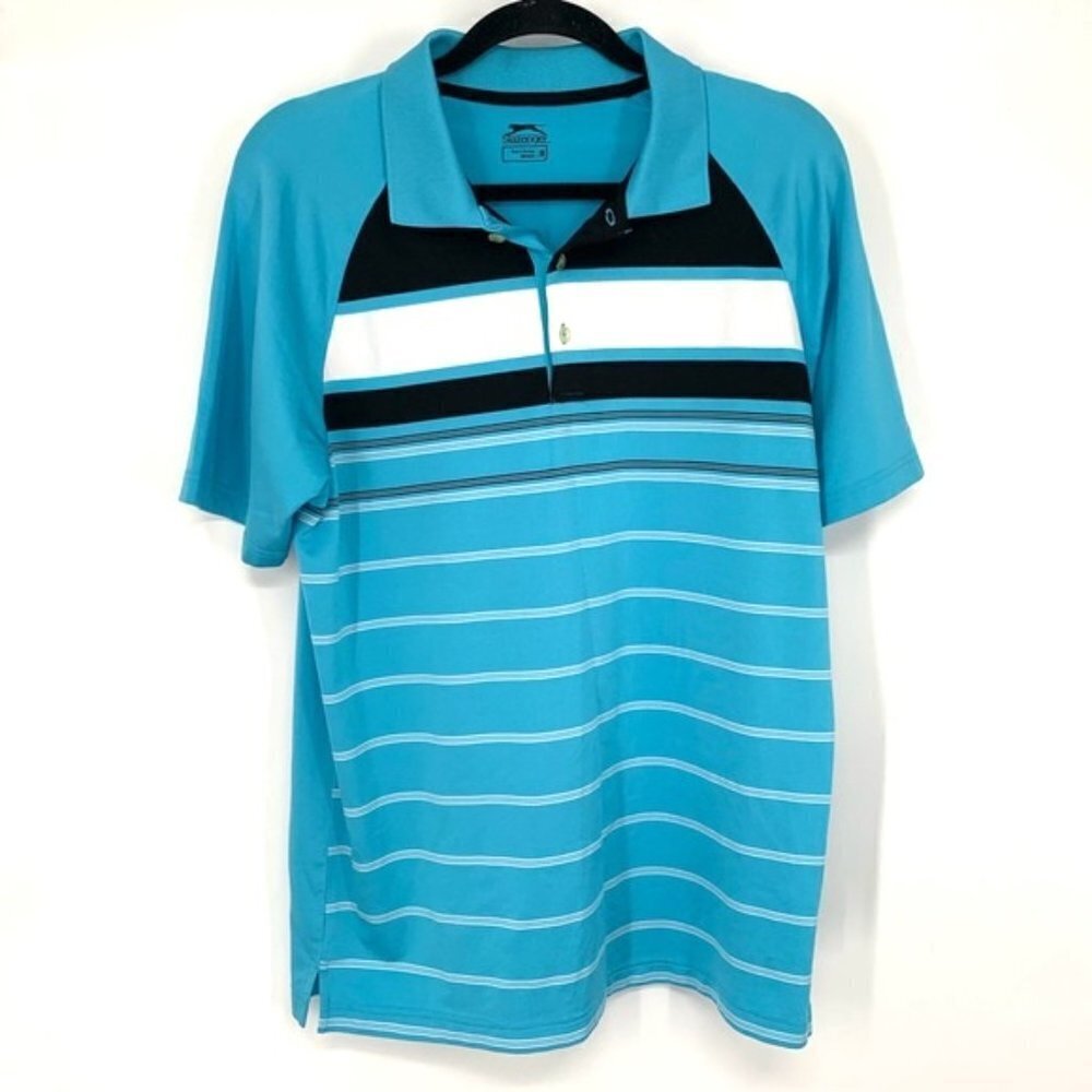 SLAZENGER Polo Golf Striped Short Sleeve Shirt M